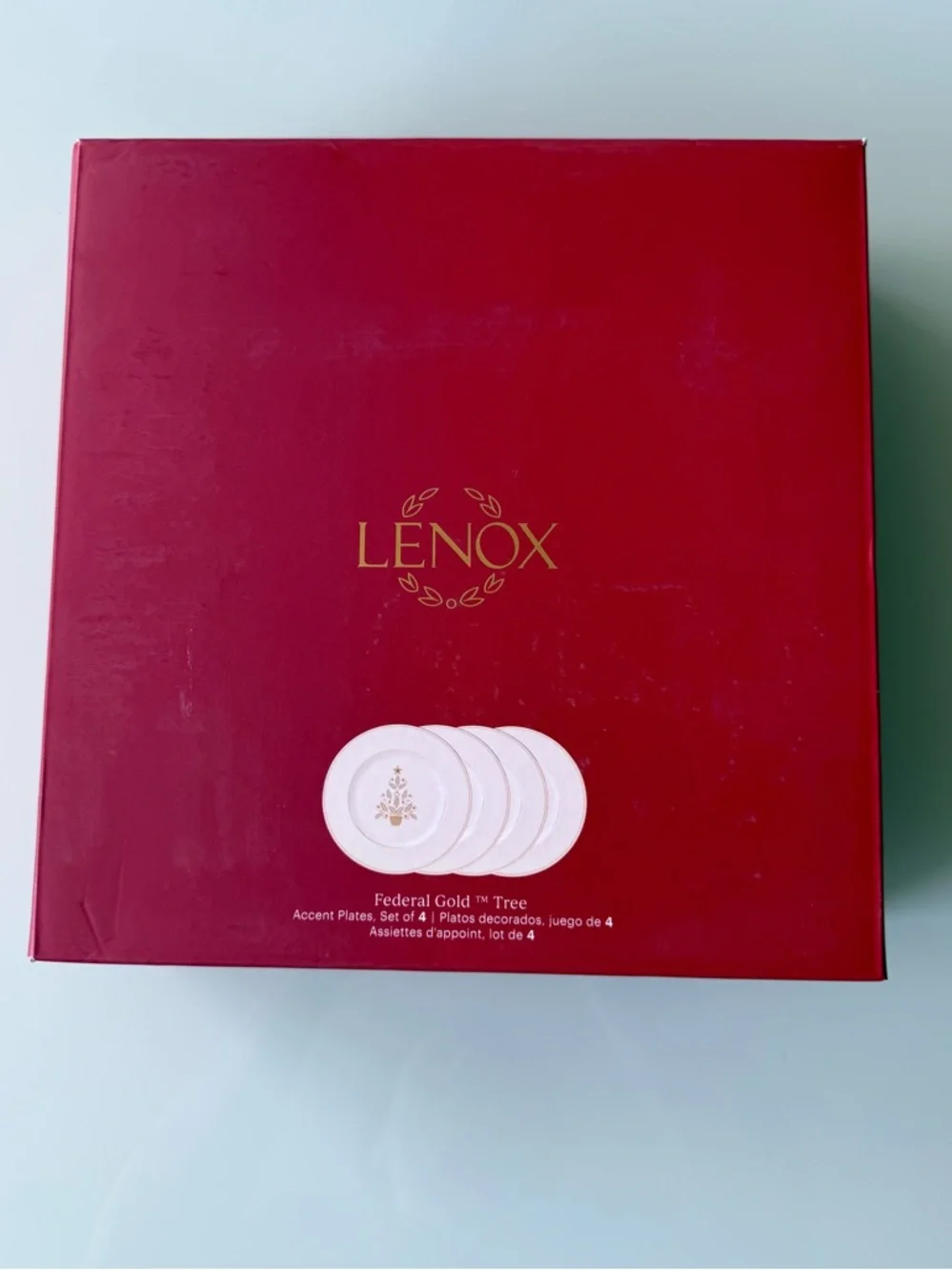 Lenox Federal Gold Tree Accent Plates | Set‎ of 4 | NEW in Original Box